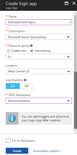 Azure Portal - Create Logic App